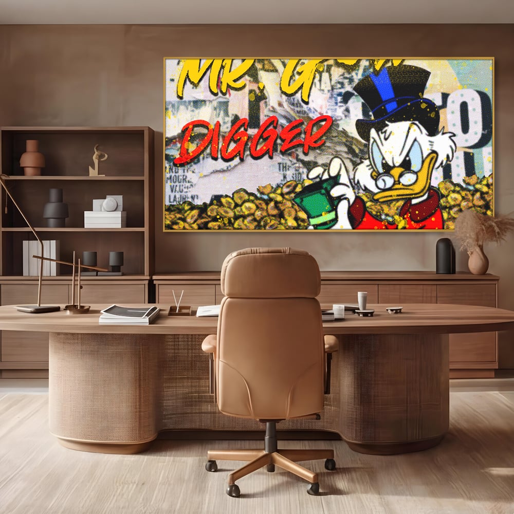 Tablou Canvas Premium, LuxCanva® A1037, Scrooge McDuck, Money, Desene Animate, Gold, Motivational, Culori Vibrante