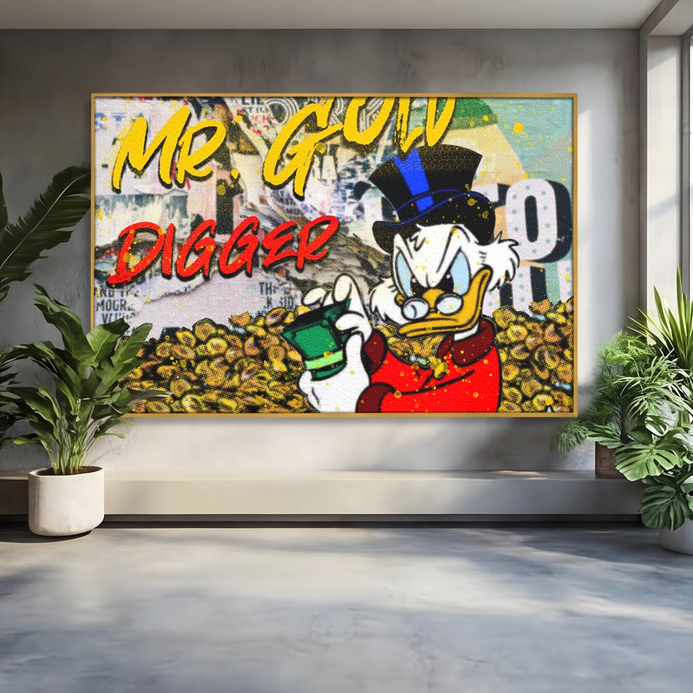 Tablou Canvas Premium, LuxCanva® A1037, Scrooge McDuck, Money, Desene Animate, Gold, Motivational, Culori Vibrante