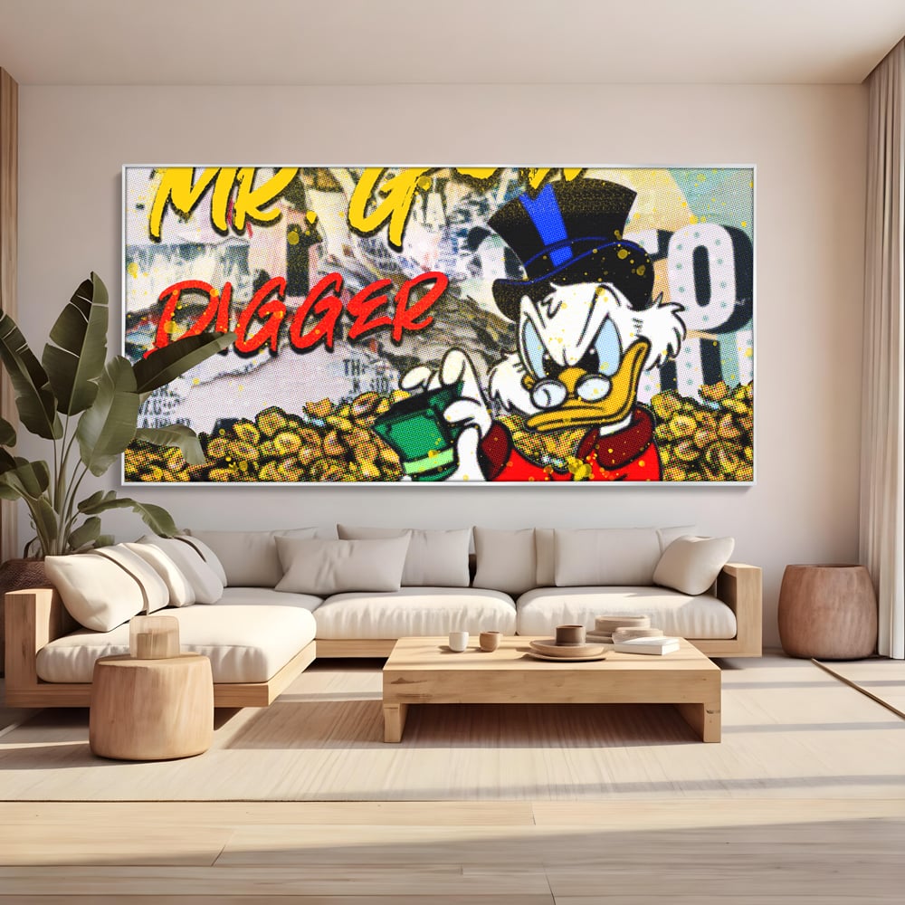 Tablou Canvas Premium, LuxCanva® A1037, Scrooge McDuck, Money, Desene Animate, Gold, Motivational, Culori Vibrante