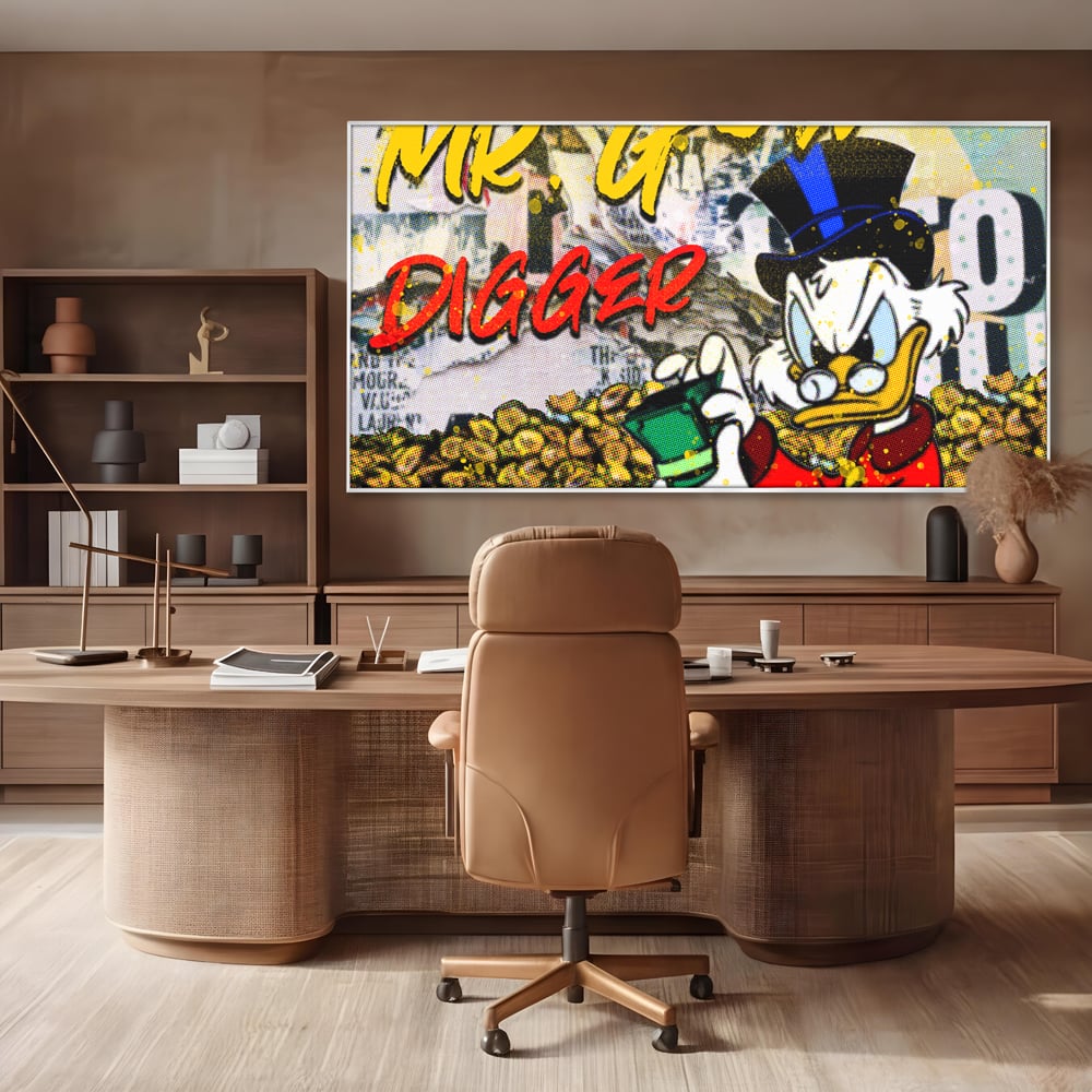 Tablou Canvas Premium, LuxCanva® A1037, Scrooge McDuck, Money, Desene Animate, Gold, Motivational, Culori Vibrante