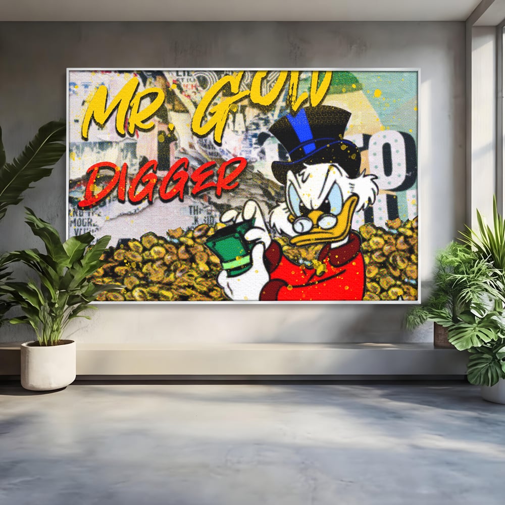 Tablou Canvas Premium, LuxCanva® A1037, Scrooge McDuck, Money, Desene Animate, Gold, Motivational, Culori Vibrante