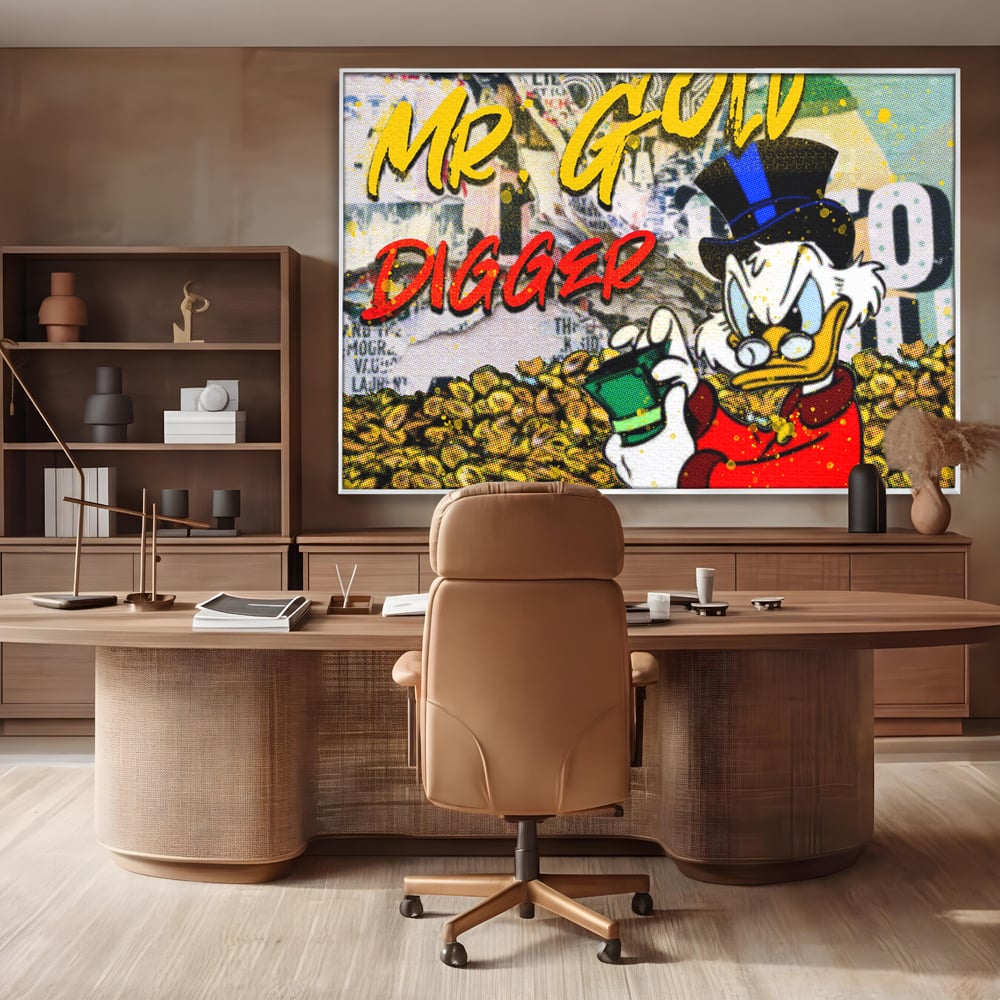 Tablou Canvas Premium, LuxCanva® A1037, Scrooge McDuck, Money, Desene Animate, Gold, Motivational, Culori Vibrante
