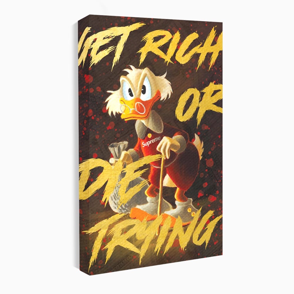 Leinwandbilder Leinwand Premium, LuxCanva® A1038, Dagobert Duck, Geld, Cartoon, Gold, Motivierend, Lebendige Farben