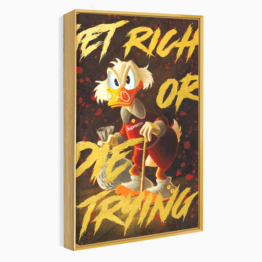 Leinwandbilder Leinwand Premium, LuxCanva® A1038, Dagobert Duck, Geld, Cartoon, Gold, Motivierend, Lebendige Farben