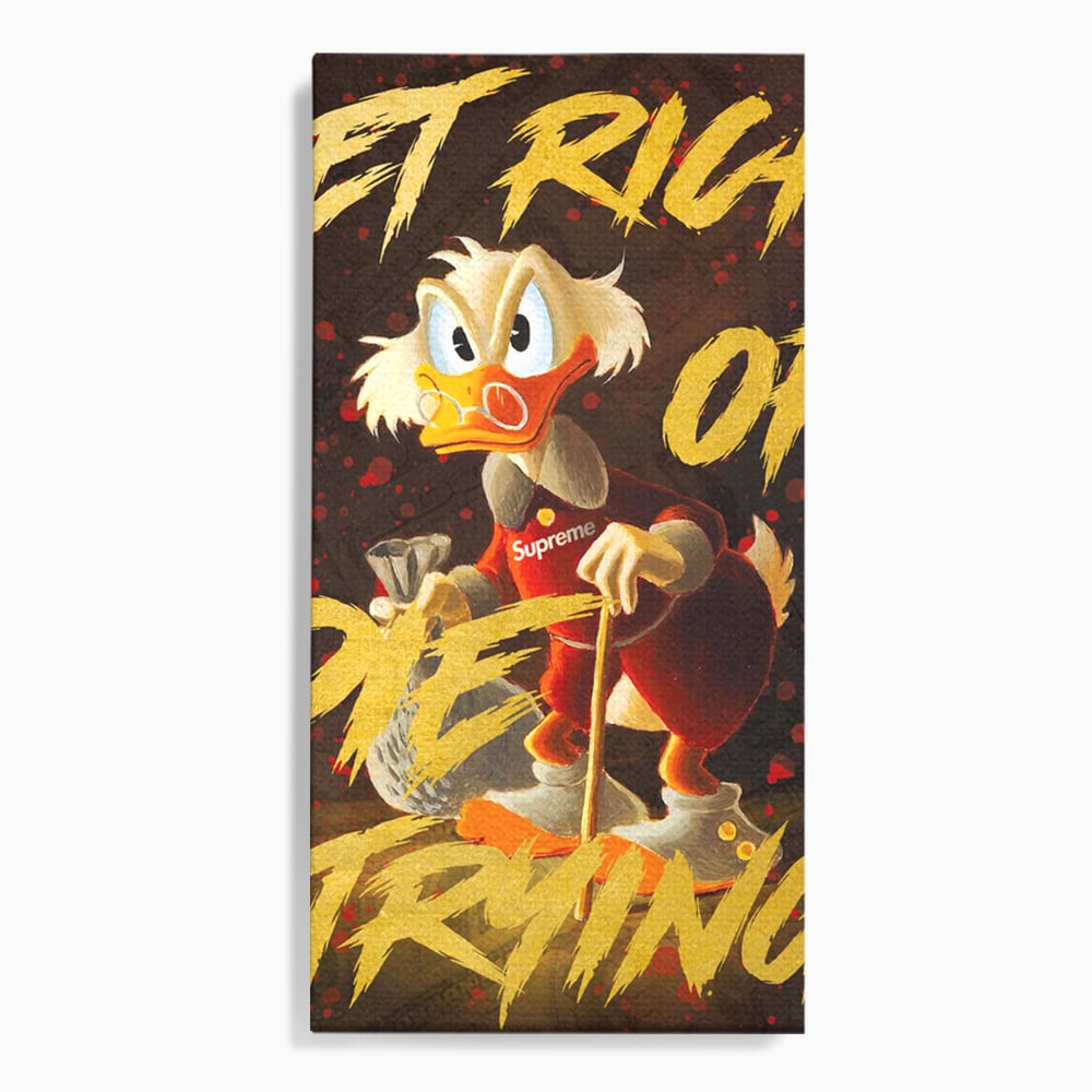 Leinwandbilder Leinwand Premium, LuxCanva® A1038, Dagobert Duck, Geld, Cartoon, Gold, Motivierend, Lebendige Farben