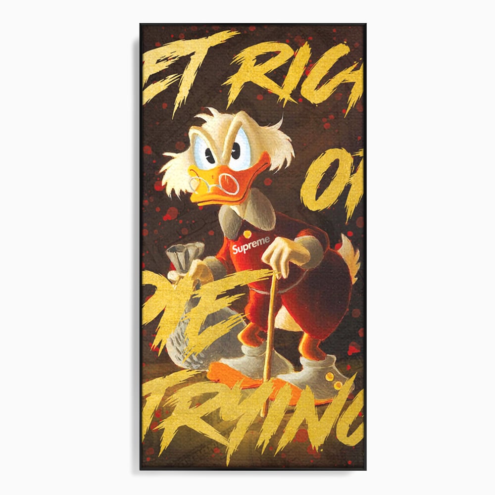Leinwandbilder Leinwand Premium, LuxCanva® A1038, Dagobert Duck, Geld, Cartoon, Gold, Motivierend, Lebendige Farben