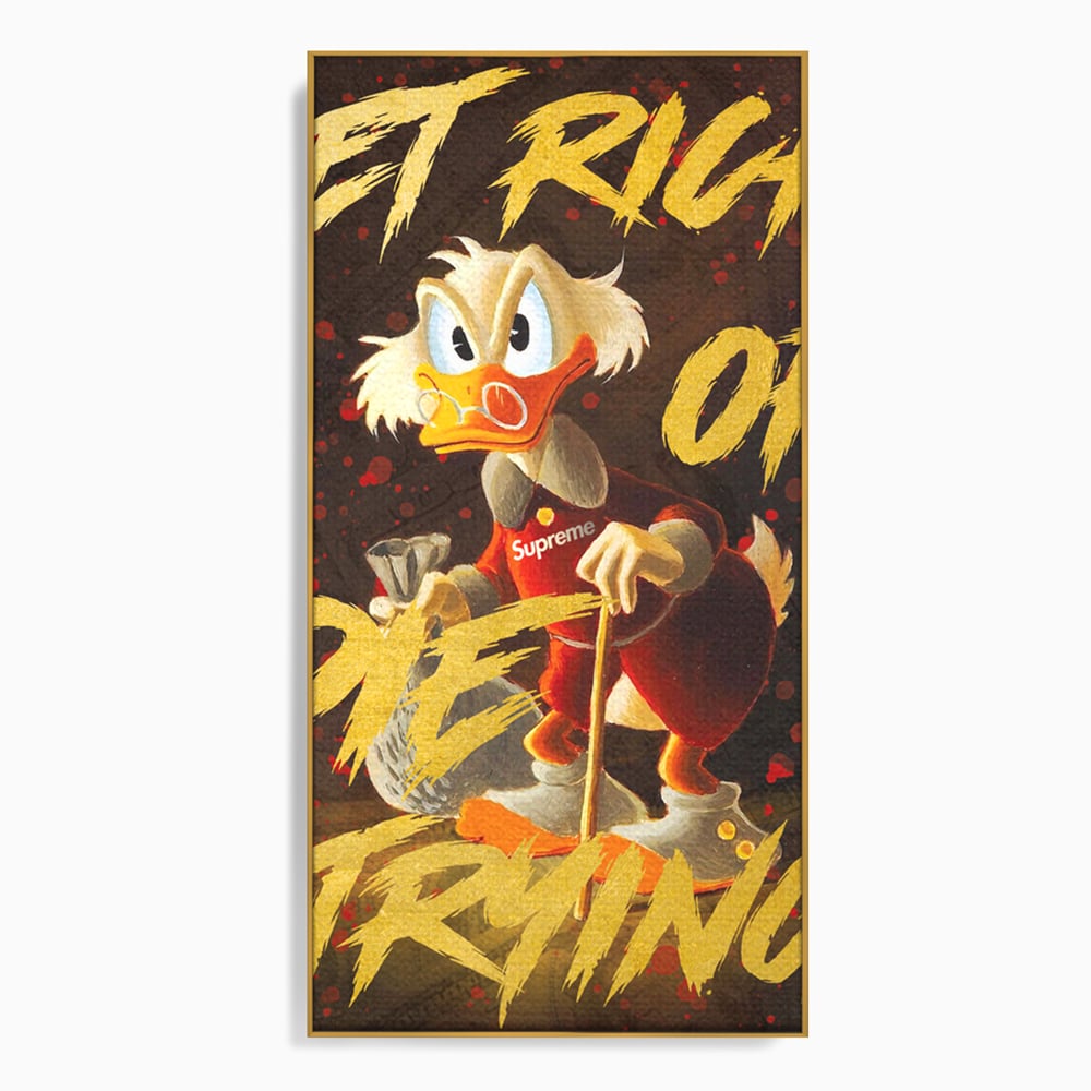 Leinwandbilder Leinwand Premium, LuxCanva® A1038, Dagobert Duck, Geld, Cartoon, Gold, Motivierend, Lebendige Farben