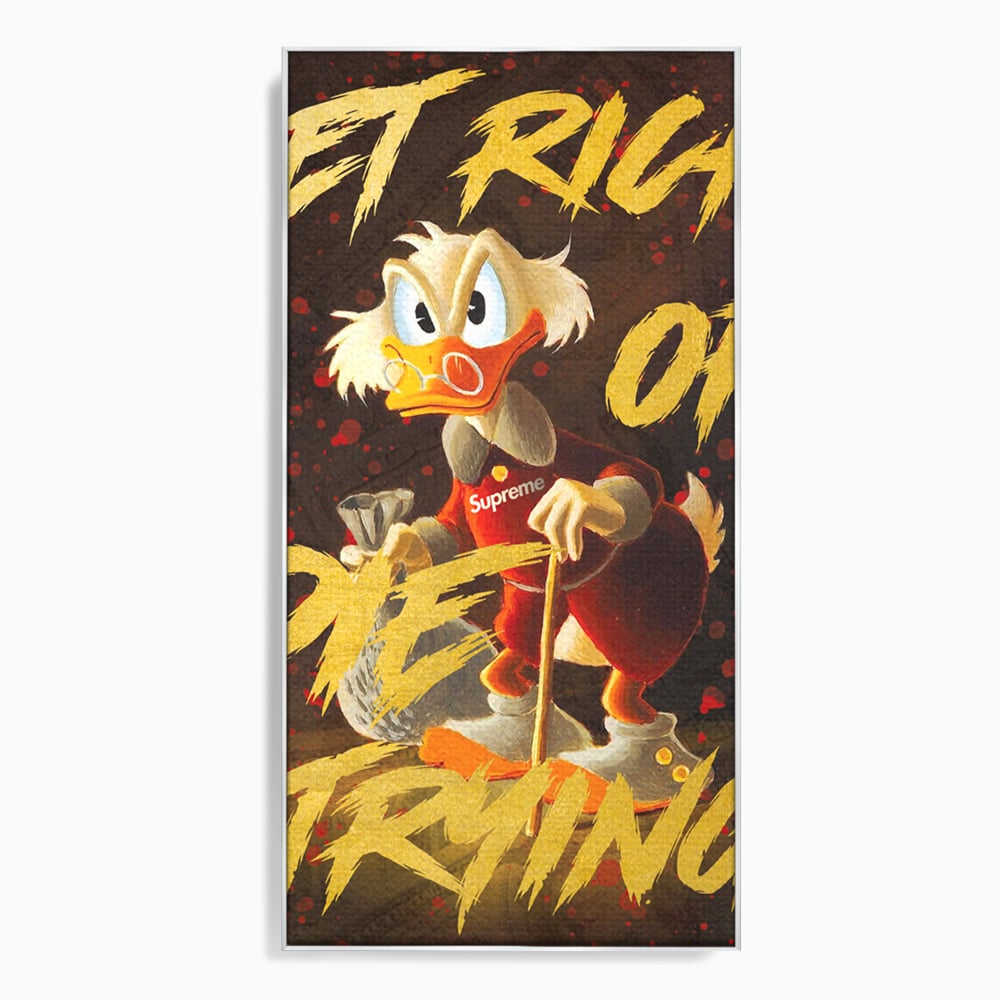 Leinwandbilder Leinwand Premium, LuxCanva® A1038, Dagobert Duck, Geld, Cartoon, Gold, Motivierend, Lebendige Farben