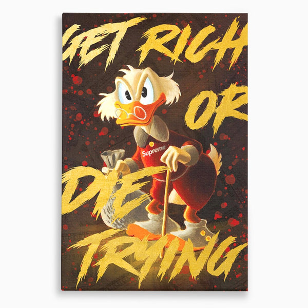 Leinwandbilder Leinwand Premium, LuxCanva® A1038, Dagobert Duck, Geld, Cartoon, Gold, Motivierend, Lebendige Farben