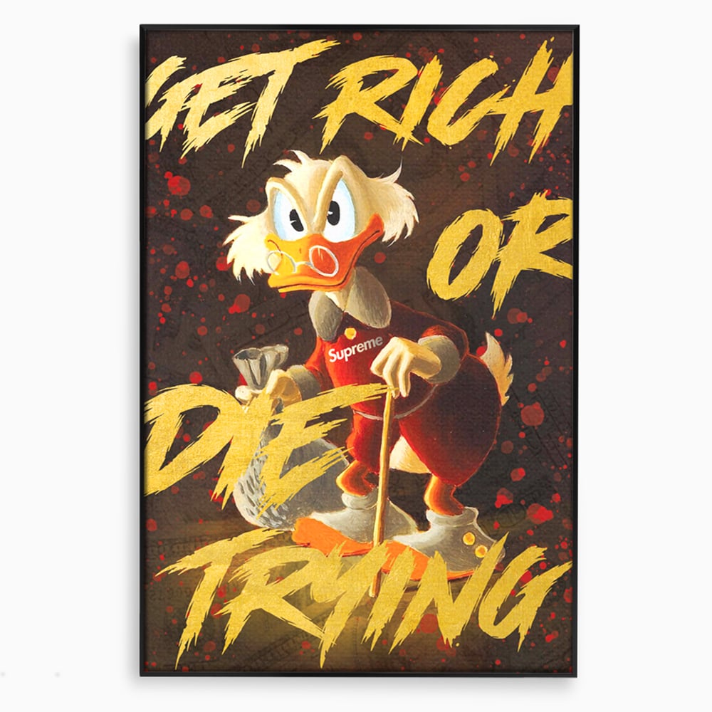 Leinwandbilder Leinwand Premium, LuxCanva® A1038, Dagobert Duck, Geld, Cartoon, Gold, Motivierend, Lebendige Farben