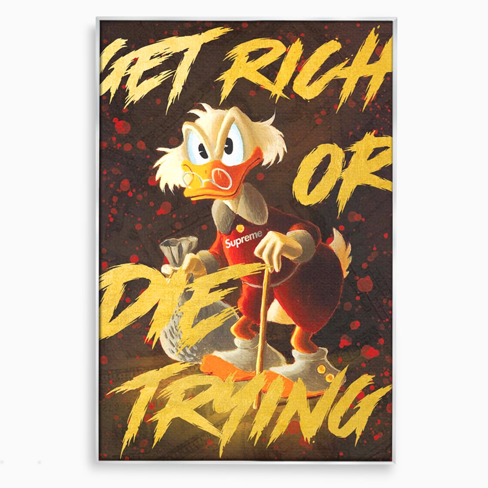 Leinwandbilder Leinwand Premium, LuxCanva® A1038, Dagobert Duck, Geld, Cartoon, Gold, Motivierend, Lebendige Farben