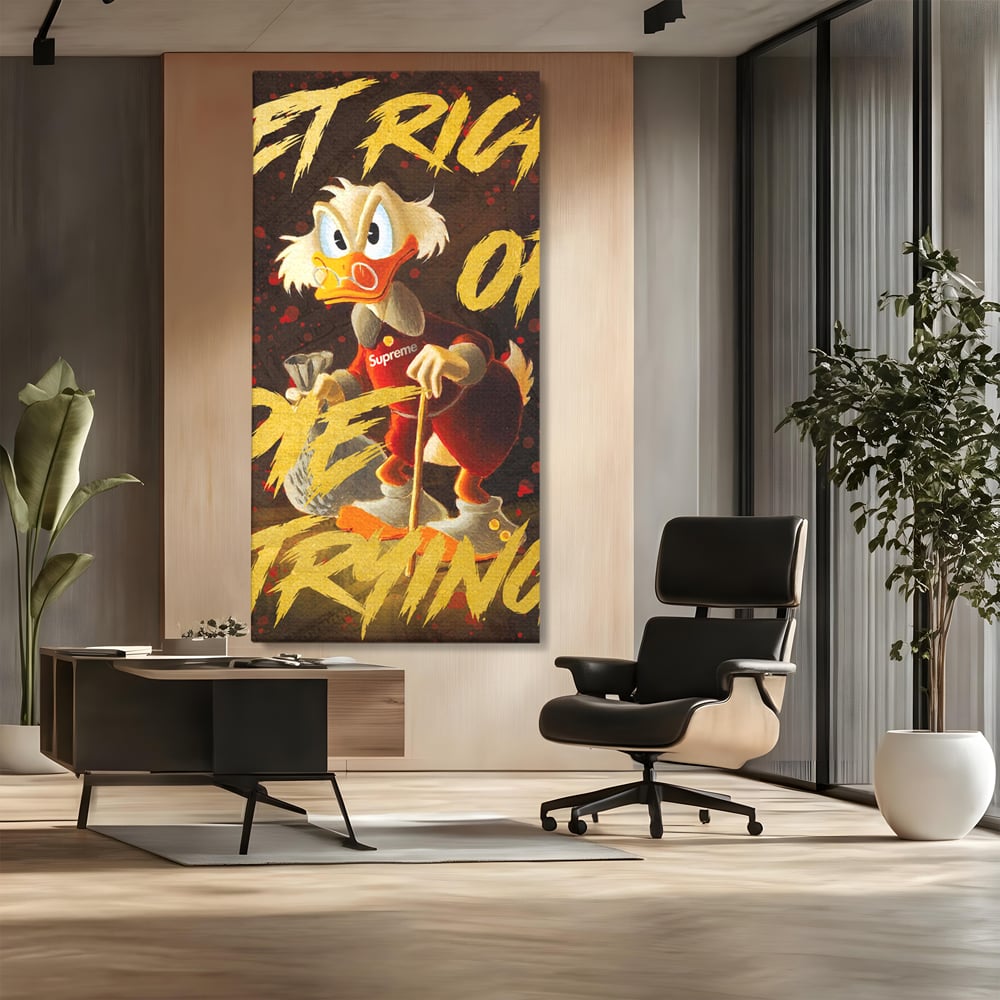 Leinwandbilder Leinwand Premium, LuxCanva® A1038, Dagobert Duck, Geld, Cartoon, Gold, Motivierend, Lebendige Farben