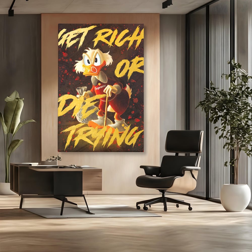 Leinwandbilder Leinwand Premium, LuxCanva® A1038, Dagobert Duck, Geld, Cartoon, Gold, Motivierend, Lebendige Farben