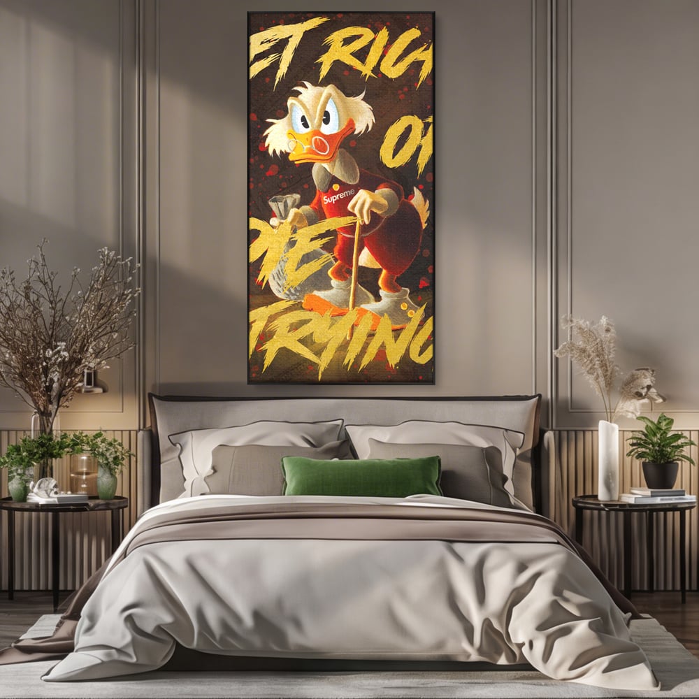 Leinwandbilder Leinwand Premium, LuxCanva® A1038, Dagobert Duck, Geld, Cartoon, Gold, Motivierend, Lebendige Farben