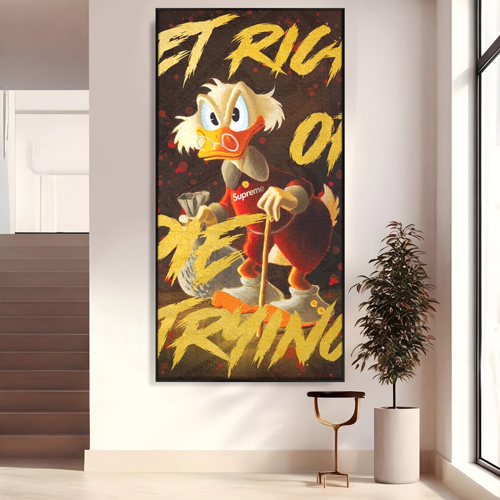 Leinwandbilder Leinwand Premium, LuxCanva® A1038, Dagobert Duck, Geld, Cartoon, Gold, Motivierend, Lebendige Farben