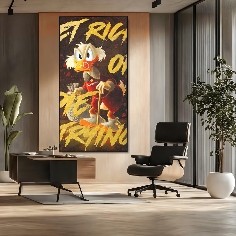 Leinwandbilder Leinwand Premium, LuxCanva® A1038, Dagobert Duck, Geld, Cartoon, Gold, Motivierend, Lebendige Farben