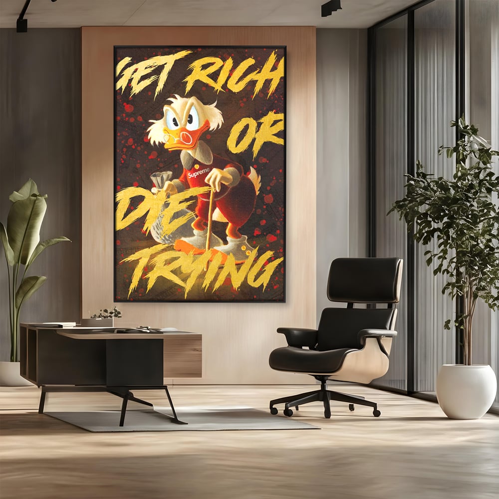 Leinwandbilder Leinwand Premium, LuxCanva® A1038, Dagobert Duck, Geld, Cartoon, Gold, Motivierend, Lebendige Farben