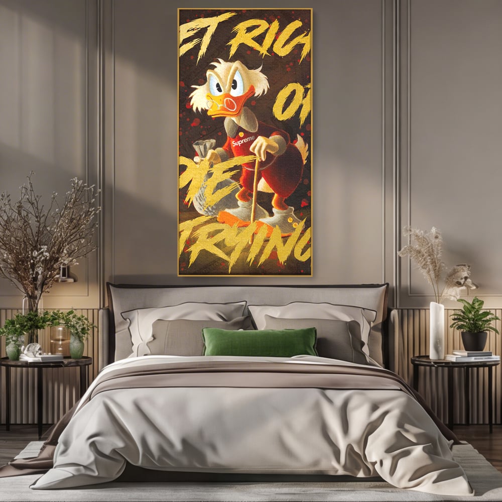 Leinwandbilder Leinwand Premium, LuxCanva® A1038, Dagobert Duck, Geld, Cartoon, Gold, Motivierend, Lebendige Farben