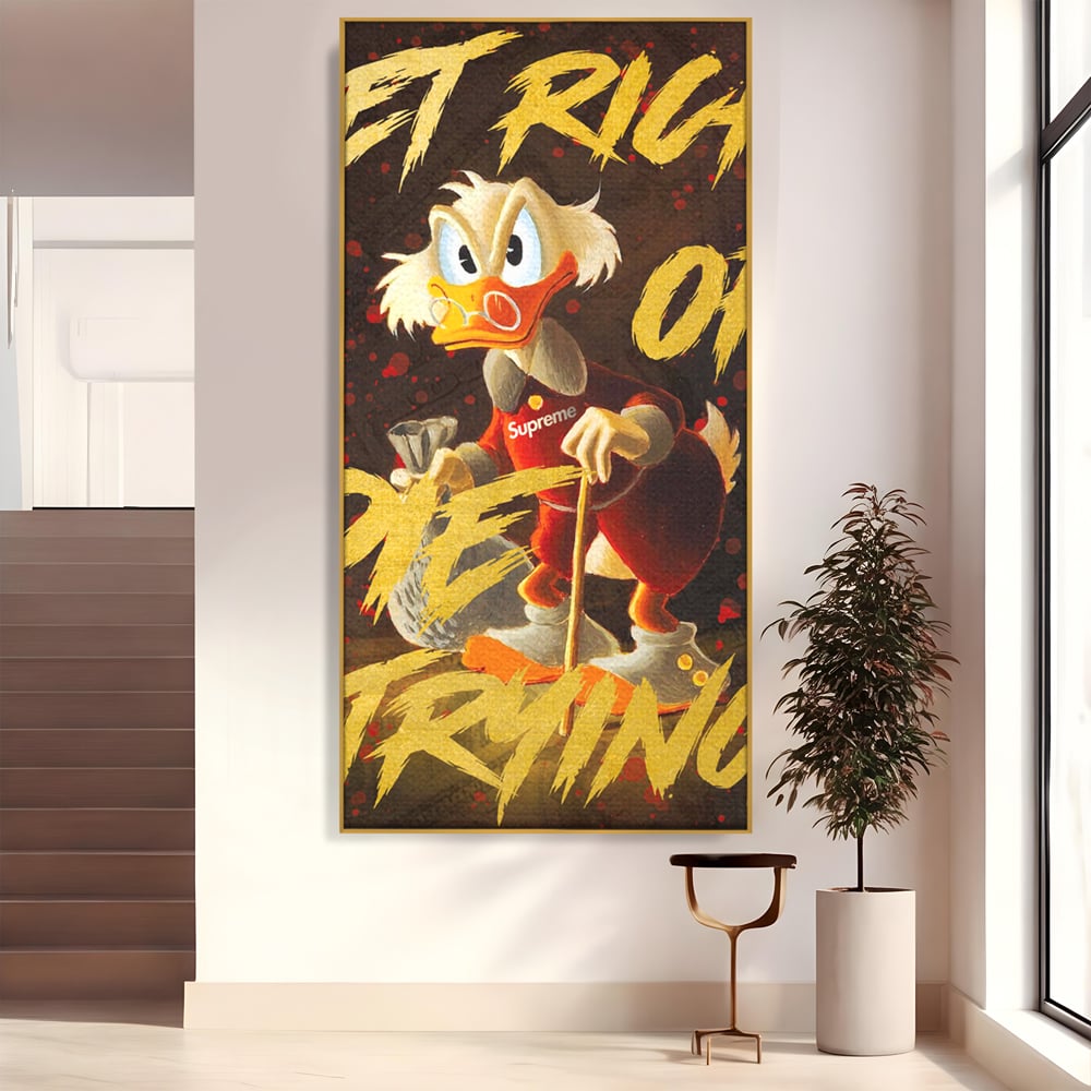 Leinwandbilder Leinwand Premium, LuxCanva® A1038, Dagobert Duck, Geld, Cartoon, Gold, Motivierend, Lebendige Farben
