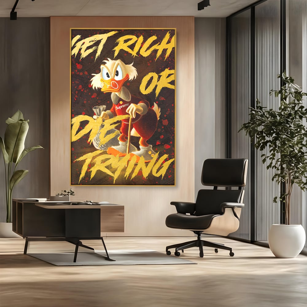 Leinwandbilder Leinwand Premium, LuxCanva® A1038, Dagobert Duck, Geld, Cartoon, Gold, Motivierend, Lebendige Farben