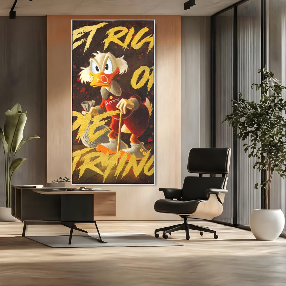 Leinwandbilder Leinwand Premium, LuxCanva® A1038, Dagobert Duck, Geld, Cartoon, Gold, Motivierend, Lebendige Farben