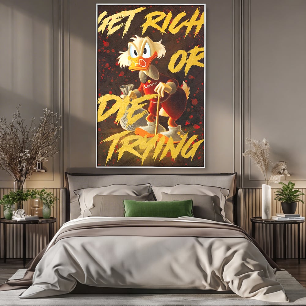 Leinwandbilder Leinwand Premium, LuxCanva® A1038, Dagobert Duck, Geld, Cartoon, Gold, Motivierend, Lebendige Farben