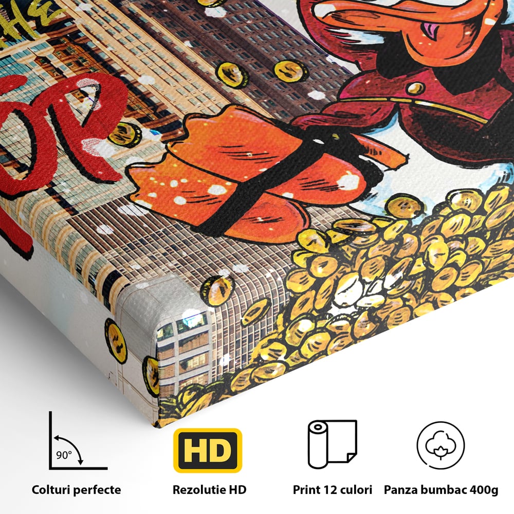 Leinwand Wandbilder Premium, LuxCanva® A1039, Dagobert Duck, Top, Cartoon, Geld, Motivierend, Lebendige Farben