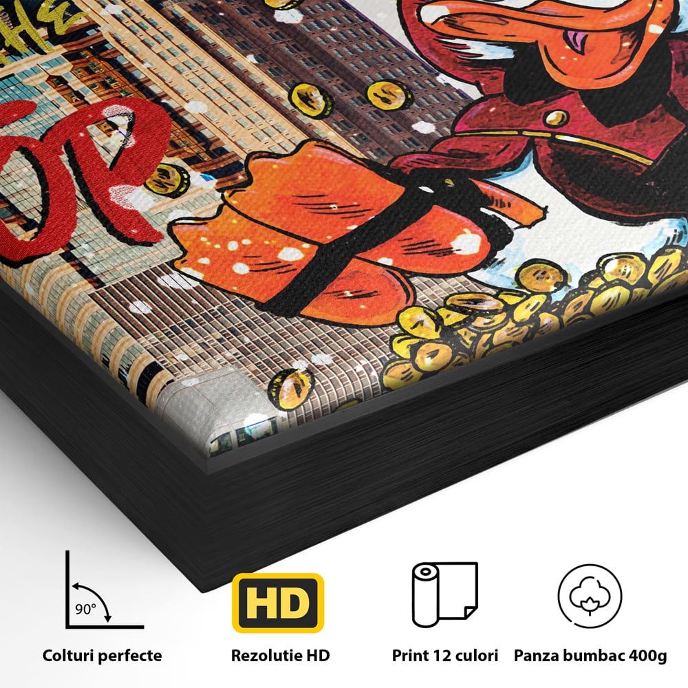 Leinwand Wandbilder Premium, LuxCanva® A1039, Dagobert Duck, Top, Cartoon, Geld, Motivierend, Lebendige Farben