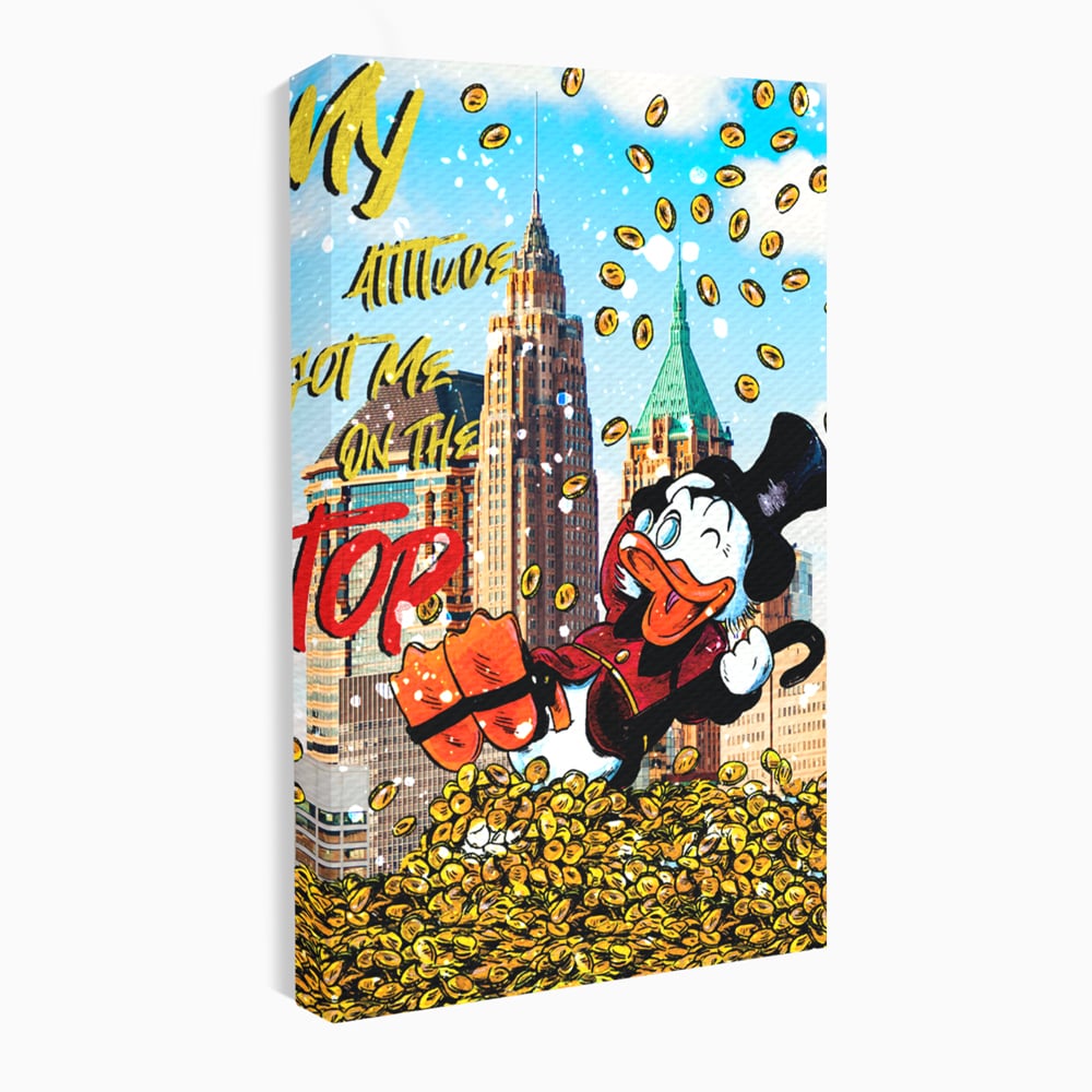 Leinwand Wandbilder Premium, LuxCanva® A1039, Dagobert Duck, Top, Cartoon, Geld, Motivierend, Lebendige Farben