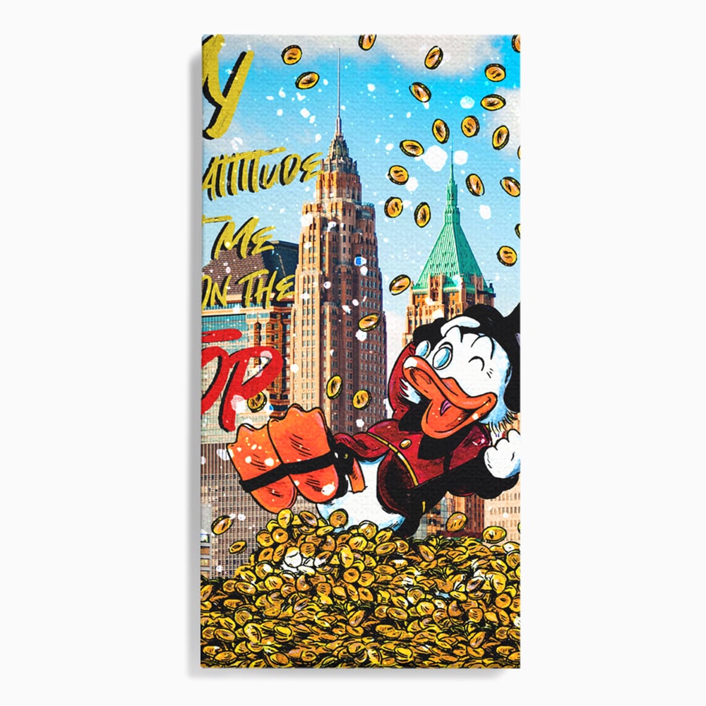 Leinwand Wandbilder Premium, LuxCanva® A1039, Dagobert Duck, Top, Cartoon, Geld, Motivierend, Lebendige Farben