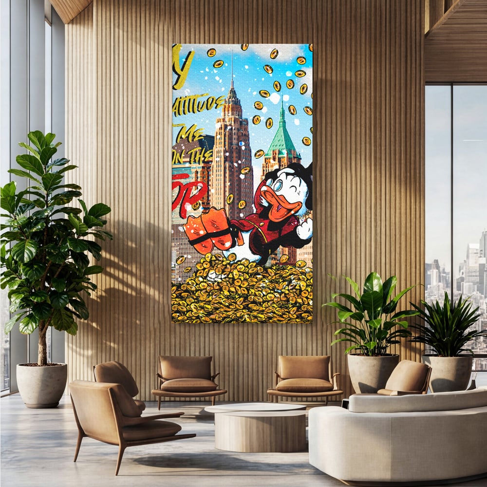 Leinwand Wandbilder Premium, LuxCanva® A1039, Dagobert Duck, Top, Cartoon, Geld, Motivierend, Lebendige Farben