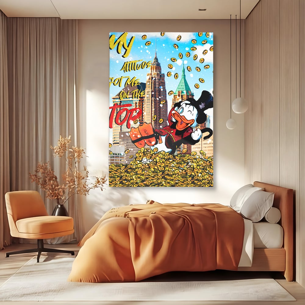 Leinwand Wandbilder Premium, LuxCanva® A1039, Dagobert Duck, Top, Cartoon, Geld, Motivierend, Lebendige Farben