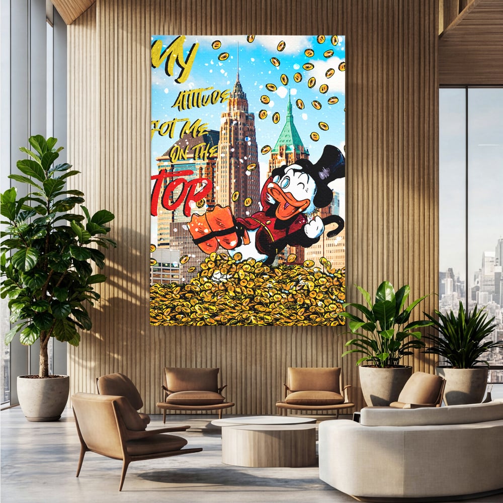 Leinwand Wandbilder Premium, LuxCanva® A1039, Dagobert Duck, Top, Cartoon, Geld, Motivierend, Lebendige Farben