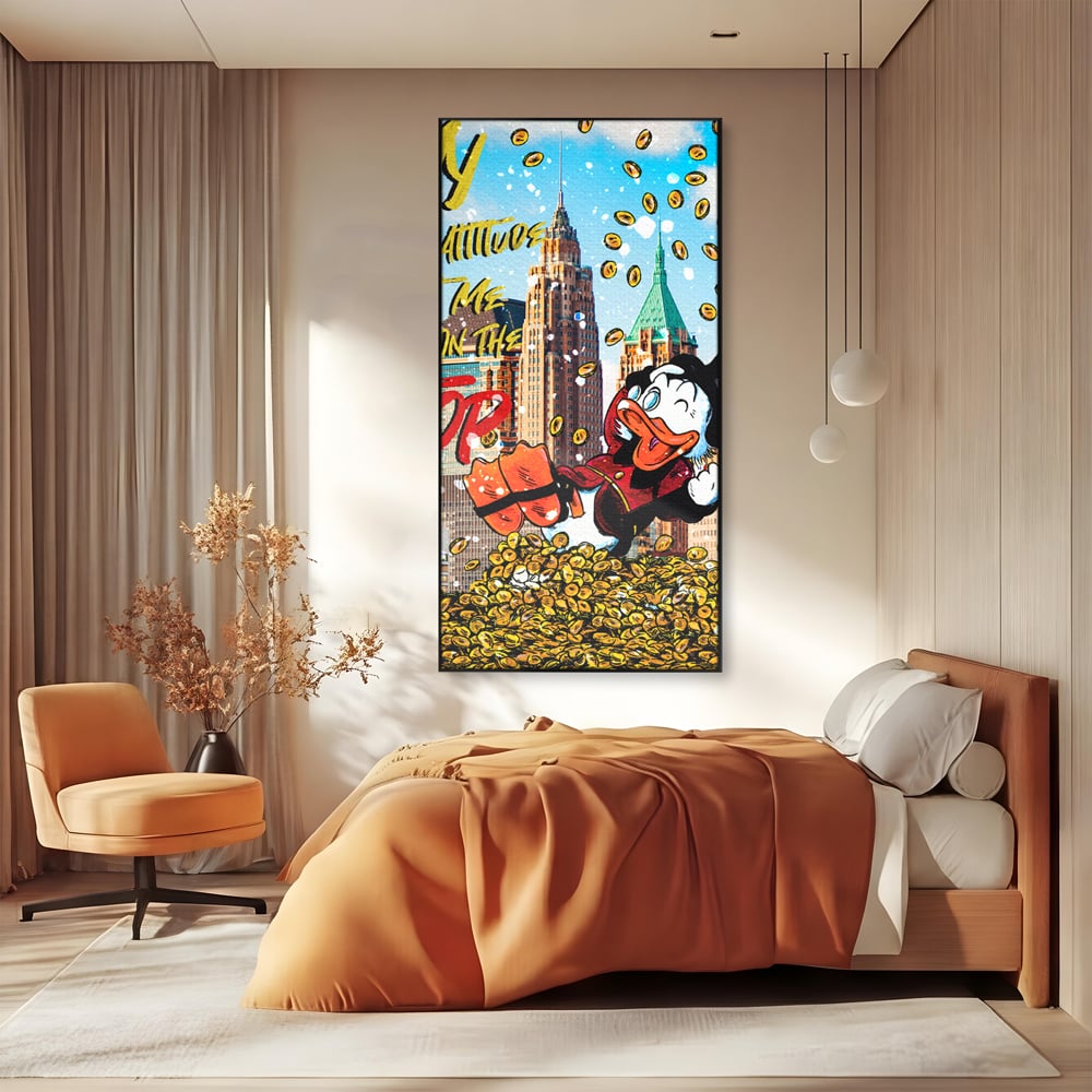 Leinwand Wandbilder Premium, LuxCanva® A1039, Dagobert Duck, Top, Cartoon, Geld, Motivierend, Lebendige Farben