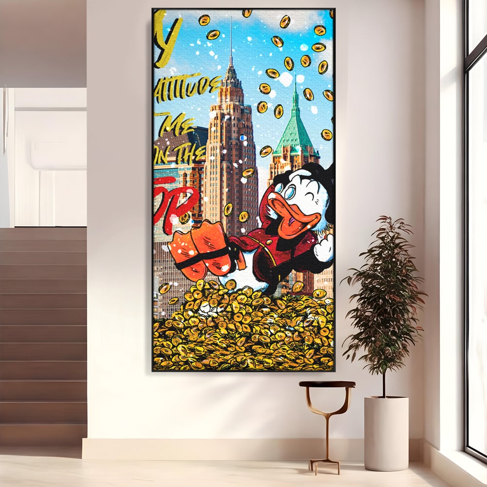 Leinwand Wandbilder Premium, LuxCanva® A1039, Dagobert Duck, Top, Cartoon, Geld, Motivierend, Lebendige Farben