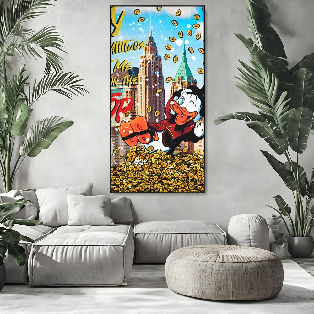 Leinwand Wandbilder Premium, LuxCanva® A1039, Dagobert Duck, Top, Cartoon, Geld, Motivierend, Lebendige Farben