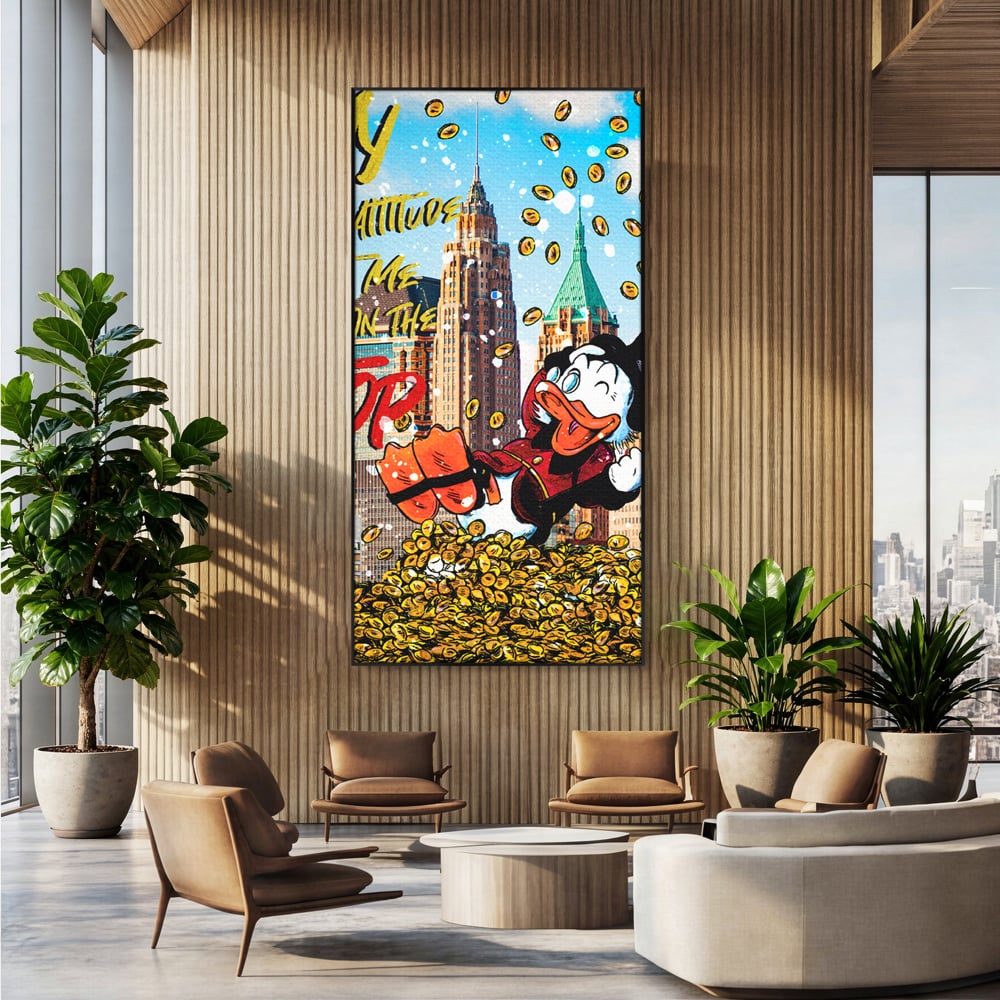 Leinwand Wandbilder Premium, LuxCanva® A1039, Dagobert Duck, Top, Cartoon, Geld, Motivierend, Lebendige Farben