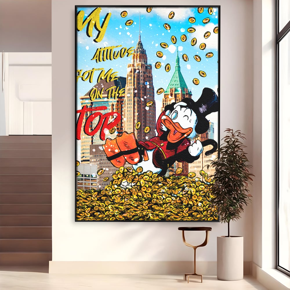 Leinwand Wandbilder Premium, LuxCanva® A1039, Dagobert Duck, Top, Cartoon, Geld, Motivierend, Lebendige Farben
