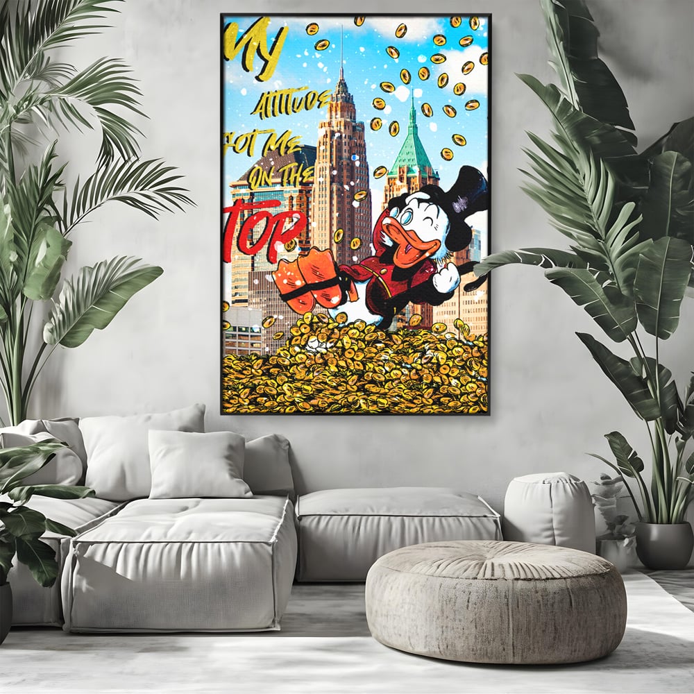 Leinwand Wandbilder Premium, LuxCanva® A1039, Dagobert Duck, Top, Cartoon, Geld, Motivierend, Lebendige Farben