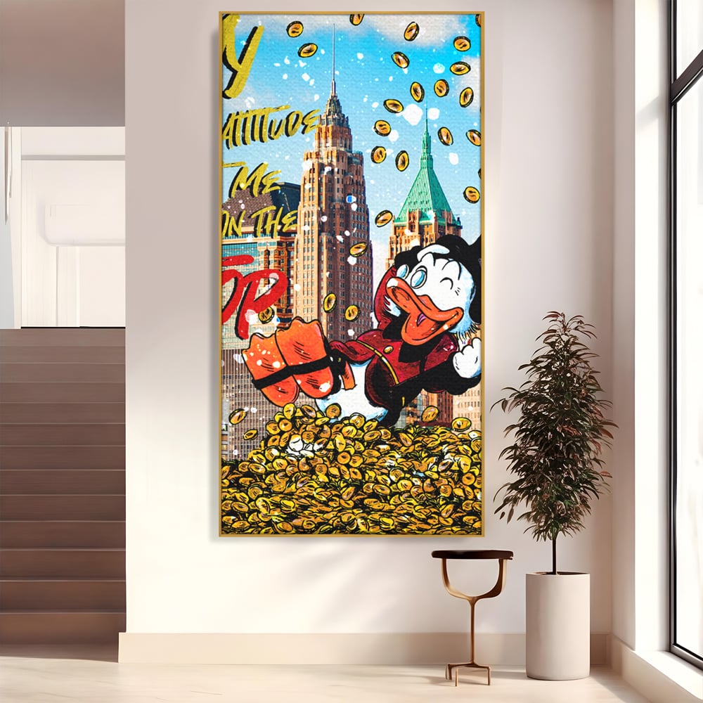 Leinwand Wandbilder Premium, LuxCanva® A1039, Dagobert Duck, Top, Cartoon, Geld, Motivierend, Lebendige Farben