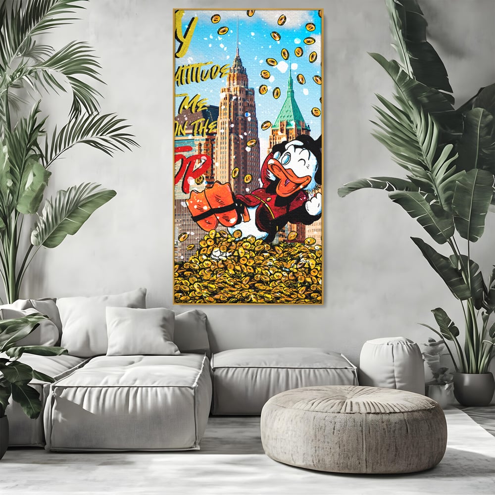 Leinwand Wandbilder Premium, LuxCanva® A1039, Dagobert Duck, Top, Cartoon, Geld, Motivierend, Lebendige Farben