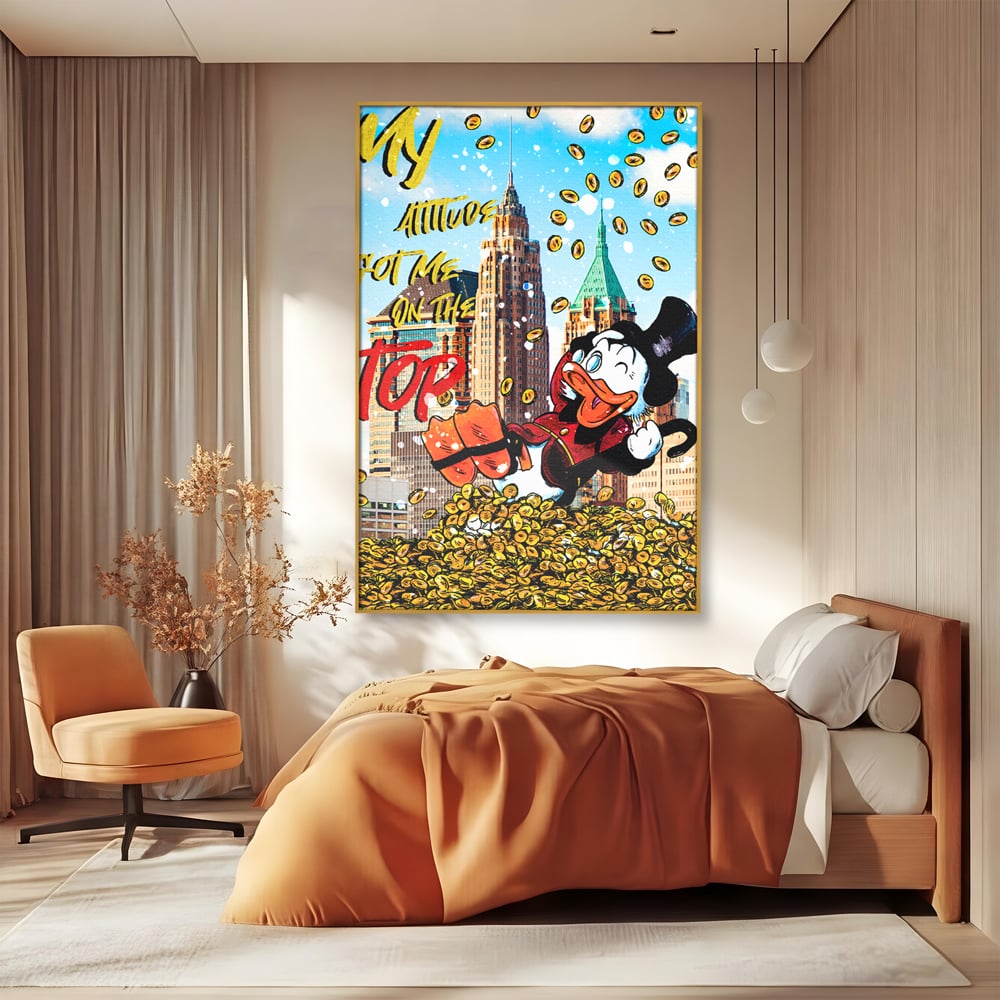 Leinwand Wandbilder Premium, LuxCanva® A1039, Dagobert Duck, Top, Cartoon, Geld, Motivierend, Lebendige Farben