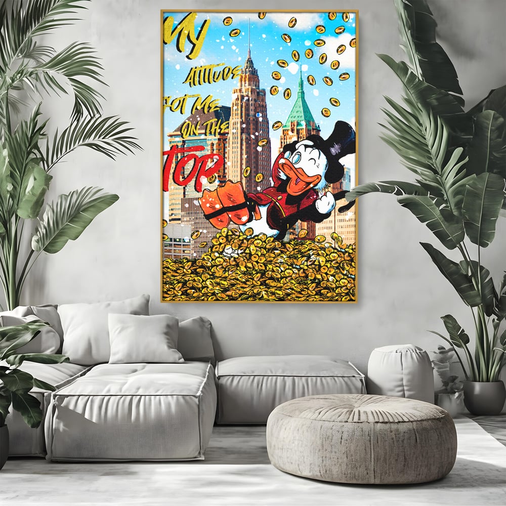 Leinwand Wandbilder Premium, LuxCanva® A1039, Dagobert Duck, Top, Cartoon, Geld, Motivierend, Lebendige Farben
