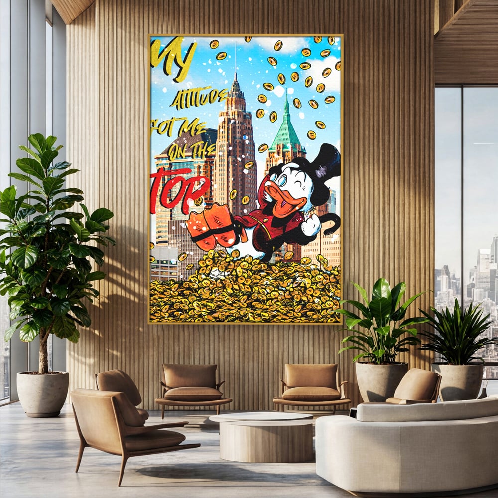 Leinwand Wandbilder Premium, LuxCanva® A1039, Dagobert Duck, Top, Cartoon, Geld, Motivierend, Lebendige Farben