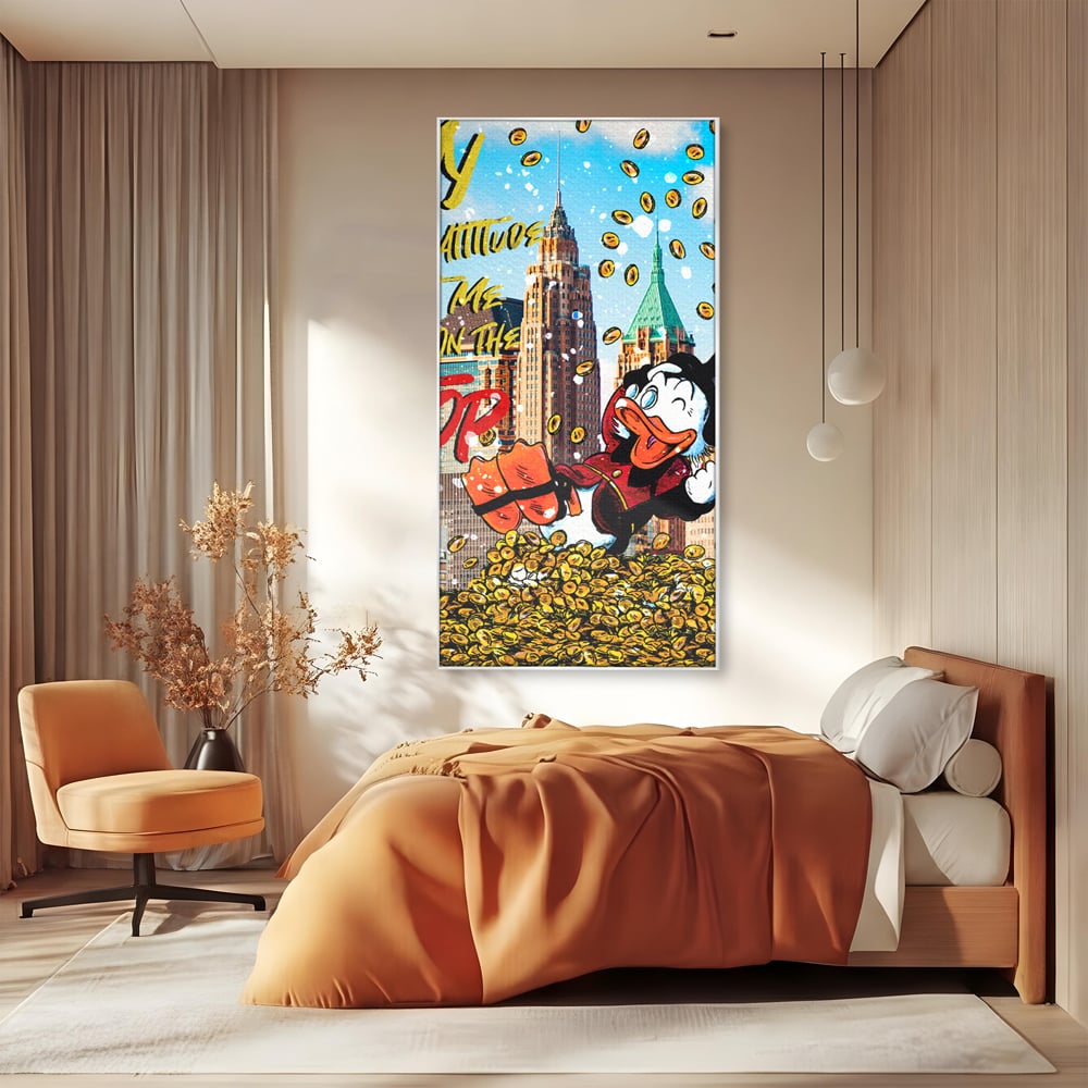 Leinwand Wandbilder Premium, LuxCanva® A1039, Dagobert Duck, Top, Cartoon, Geld, Motivierend, Lebendige Farben