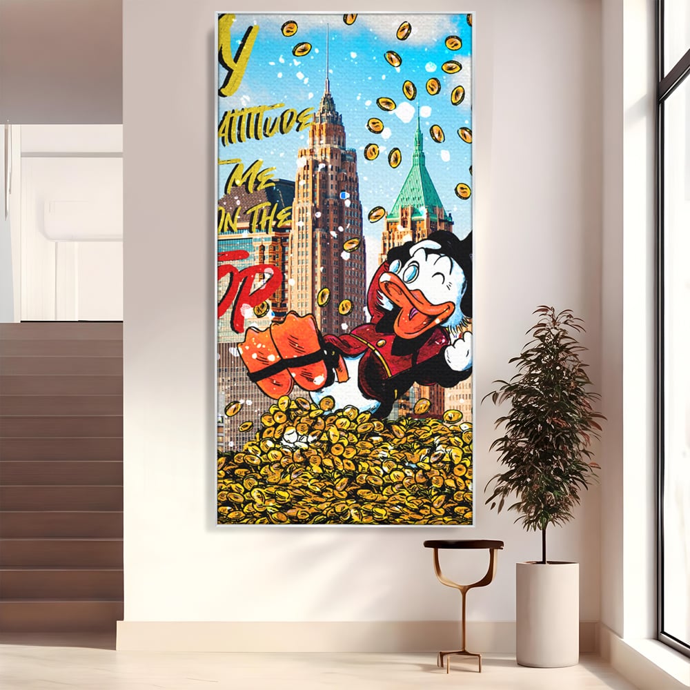 Leinwand Wandbilder Premium, LuxCanva® A1039, Dagobert Duck, Top, Cartoon, Geld, Motivierend, Lebendige Farben