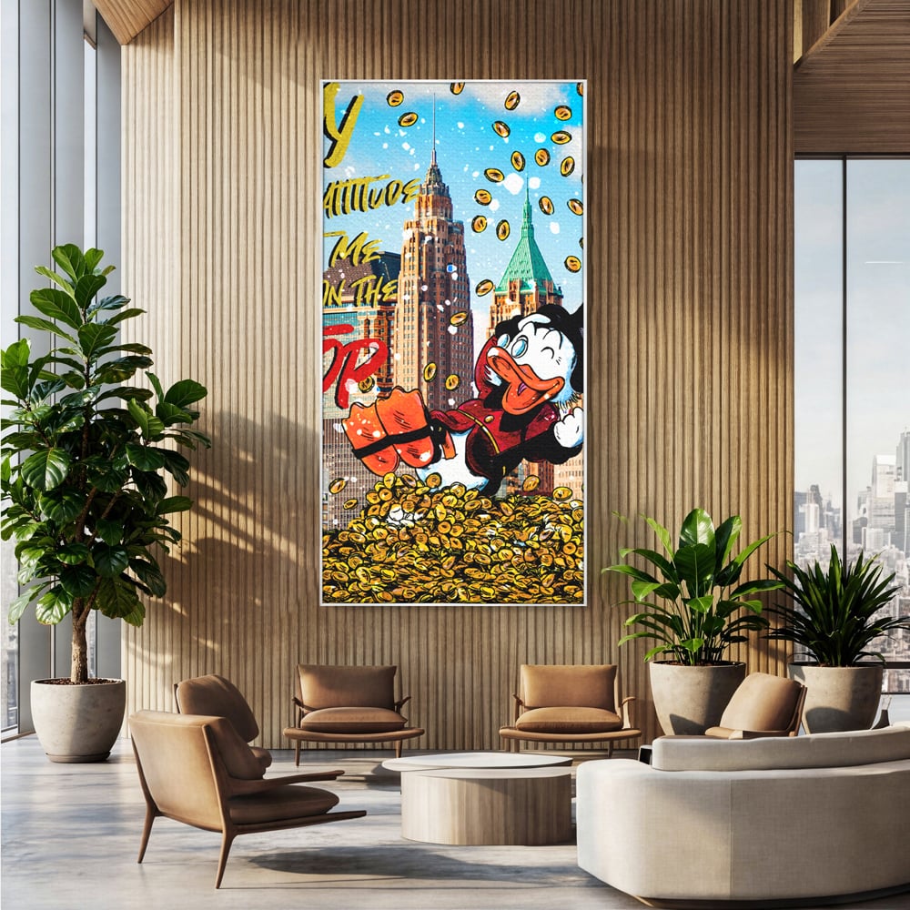 Leinwand Wandbilder Premium, LuxCanva® A1039, Dagobert Duck, Top, Cartoon, Geld, Motivierend, Lebendige Farben
