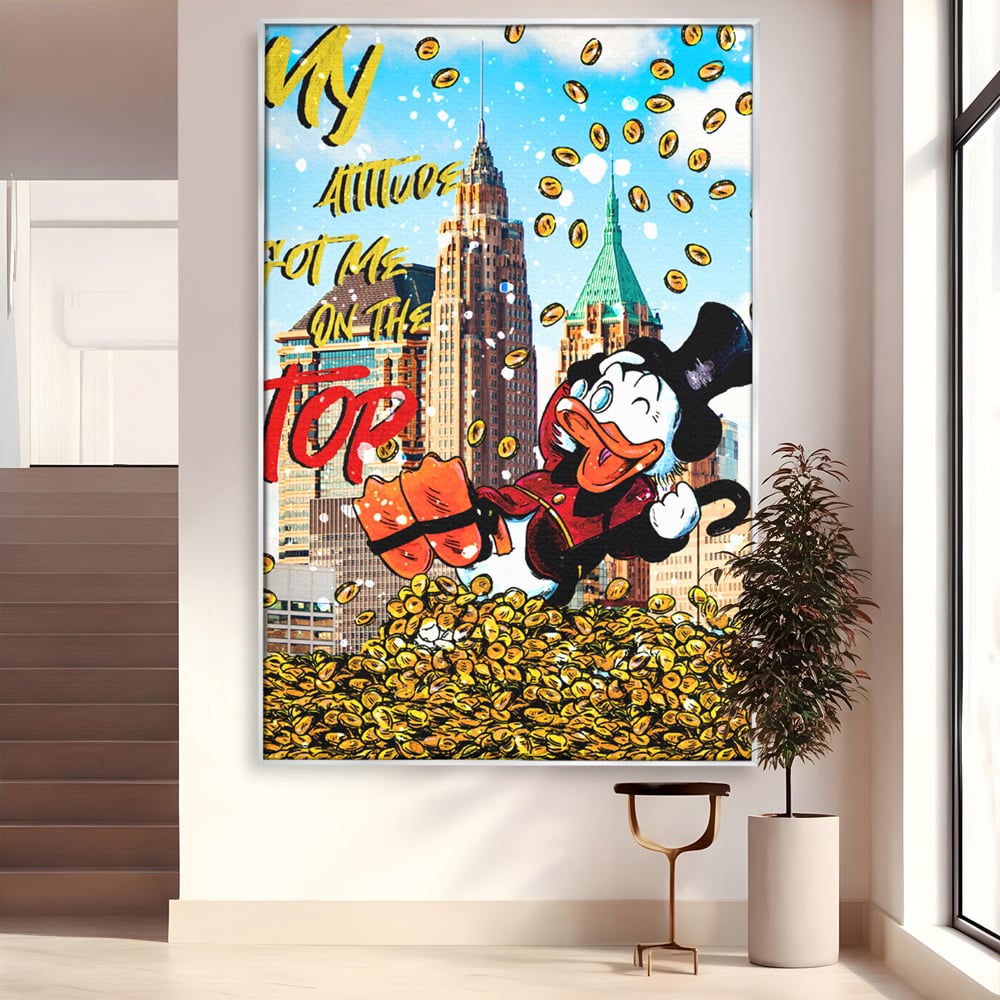 Leinwand Wandbilder Premium, LuxCanva® A1039, Dagobert Duck, Top, Cartoon, Geld, Motivierend, Lebendige Farben