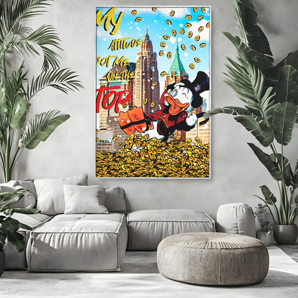 Leinwand Wandbilder Premium, LuxCanva® A1039, Dagobert Duck, Top, Cartoon, Geld, Motivierend, Lebendige Farben
