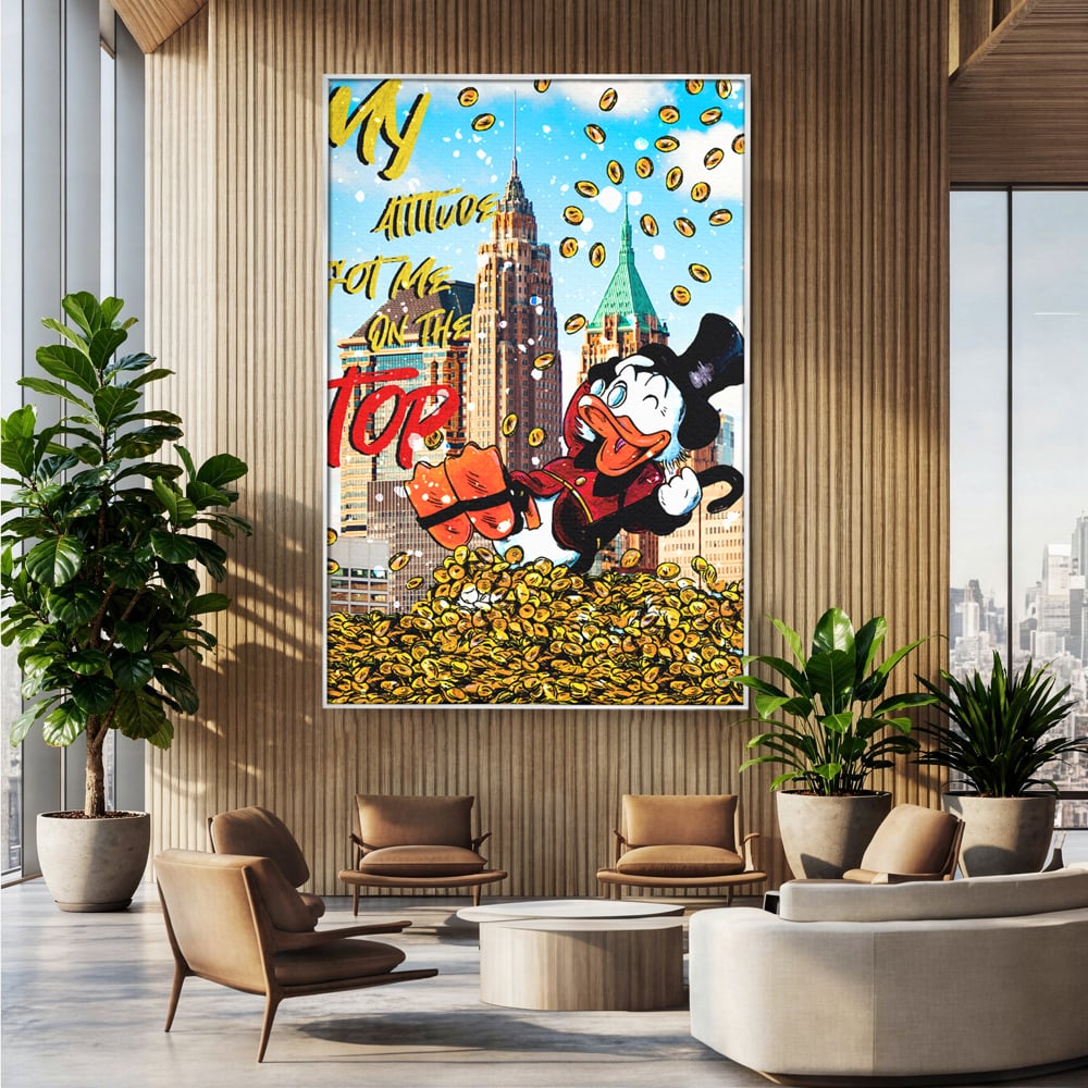Leinwand Wandbilder Premium, LuxCanva® A1039, Dagobert Duck, Top, Cartoon, Geld, Motivierend, Lebendige Farben